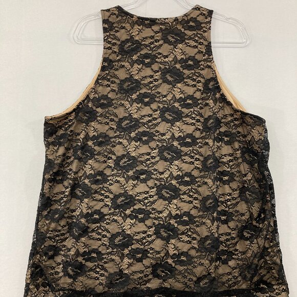 New Torrid Top size 3X Black Tan Stretch Lace High Neck Tank - Picture 9 of 10